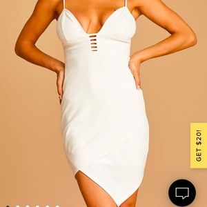 SALE!!! Lulu’s Let's Dance All Night White Asymmetrical Bodycon Mini Dress, M